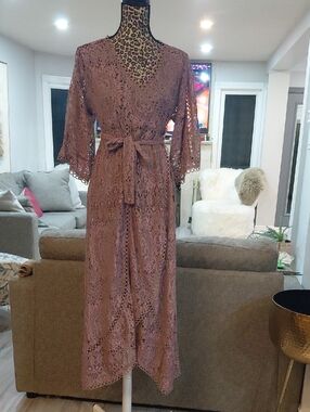 ASOS Mauve Lace Wrap Dress
